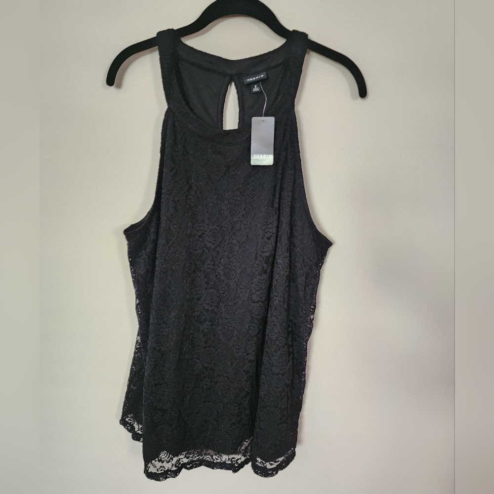 NWT Torrid Elegant Black Lace Tank Size 2